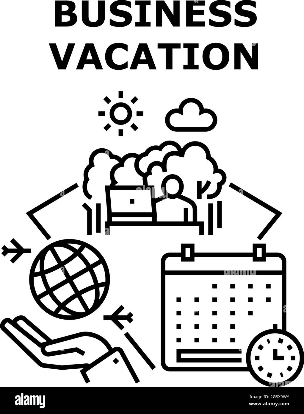 Business Vacation relax Vector Concept Color Illustrazione Vettoriale