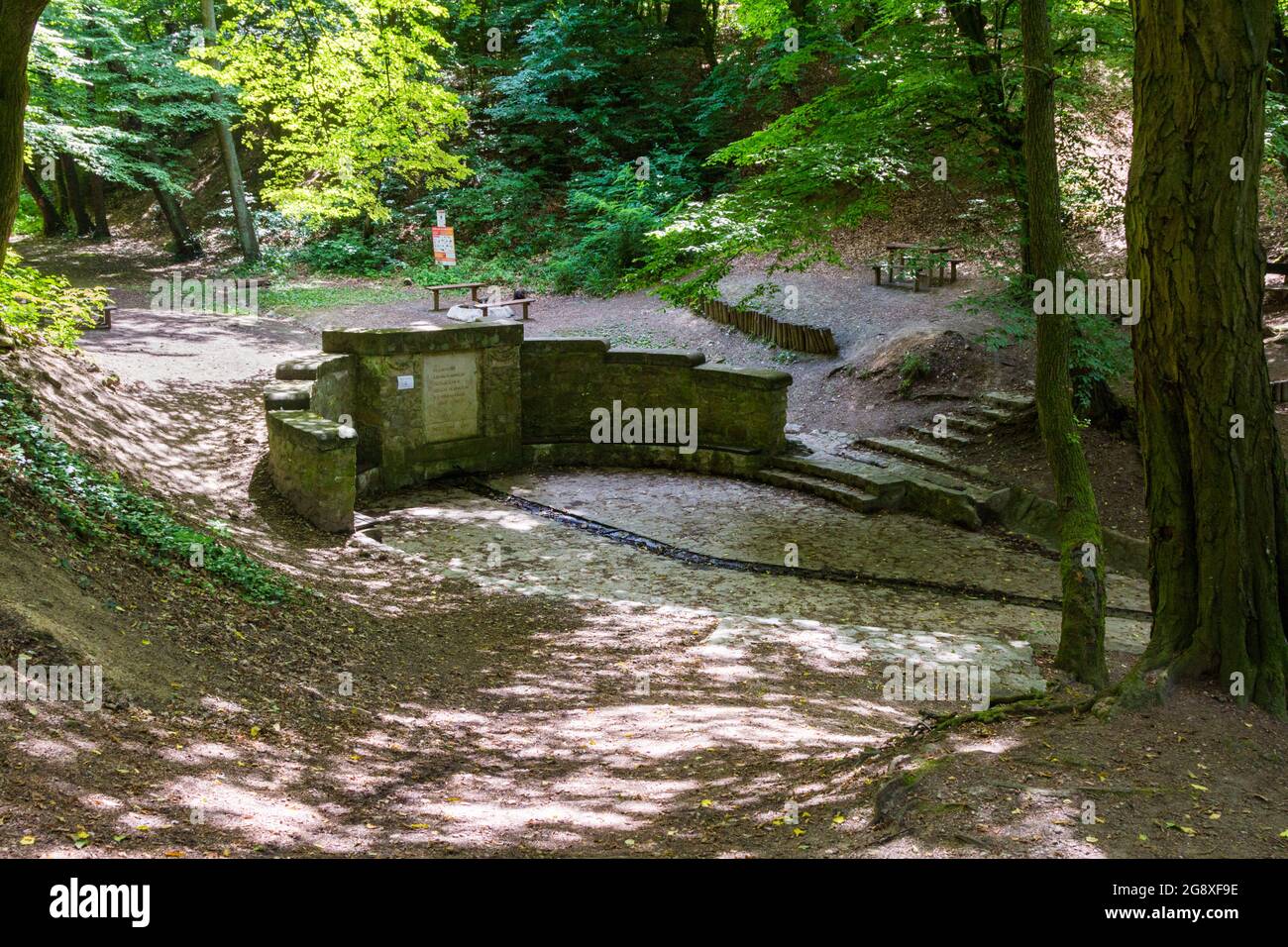 Deak-kut (acqua di sorgente) a Soproni-hegyeg (montagne), Sopron, Ungheria Foto Stock