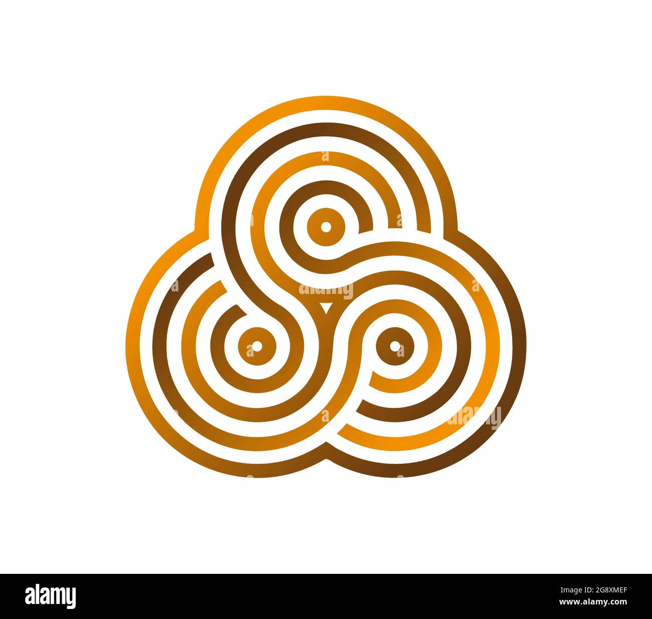 Giro Mobius colorato composto da tre archi. Labirinto costituito da tre cerchi concentrici con molte linee. Un labirinto fatto di loop infinito Illustrazione Vettoriale