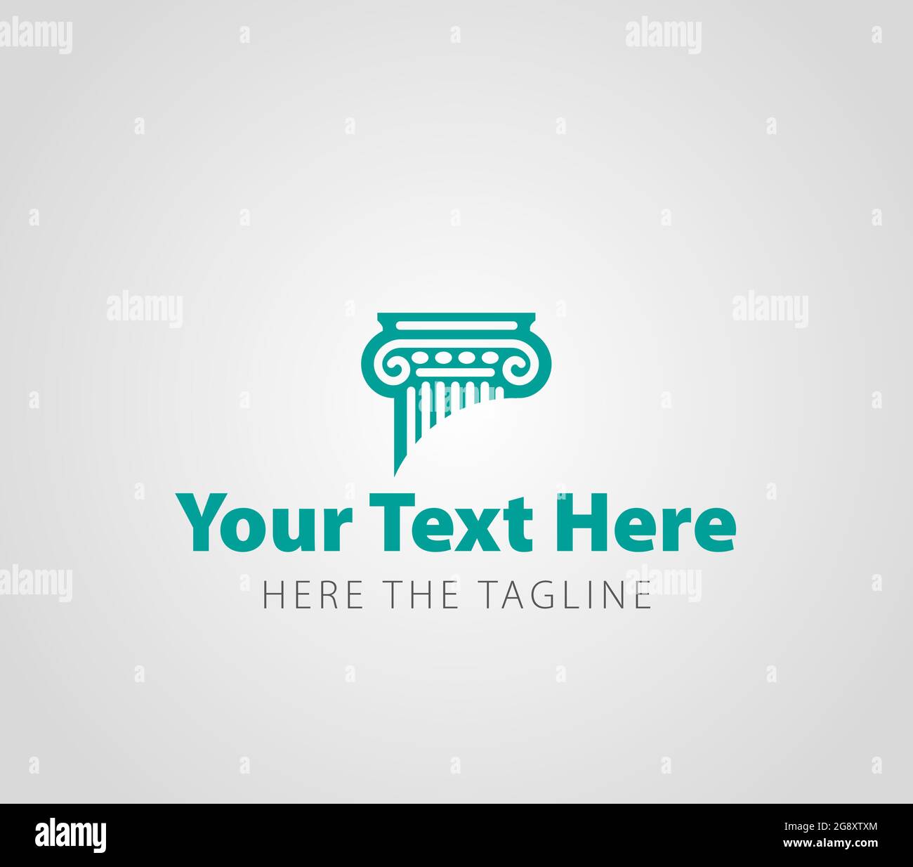 Testa di un'antica colonna. Disegno lineare. Logo Ready Illustrazione Vettoriale