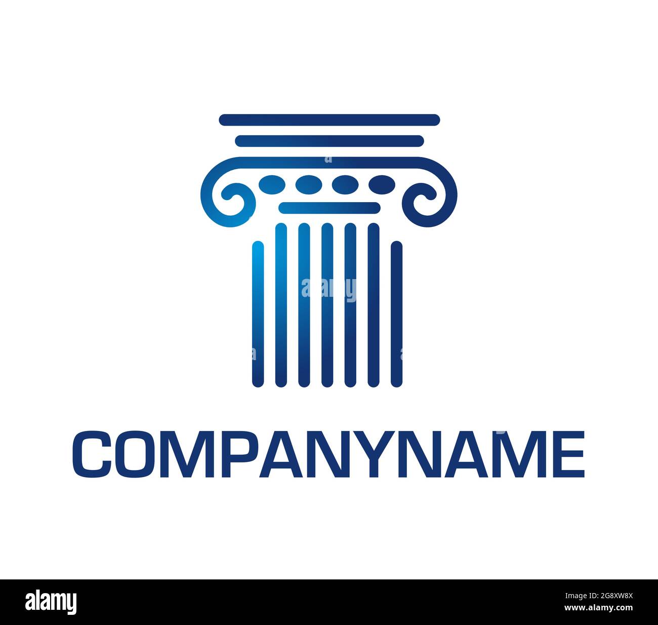 Testa di un'antica colonna. Disegno lineare. Logo Ready Illustrazione Vettoriale