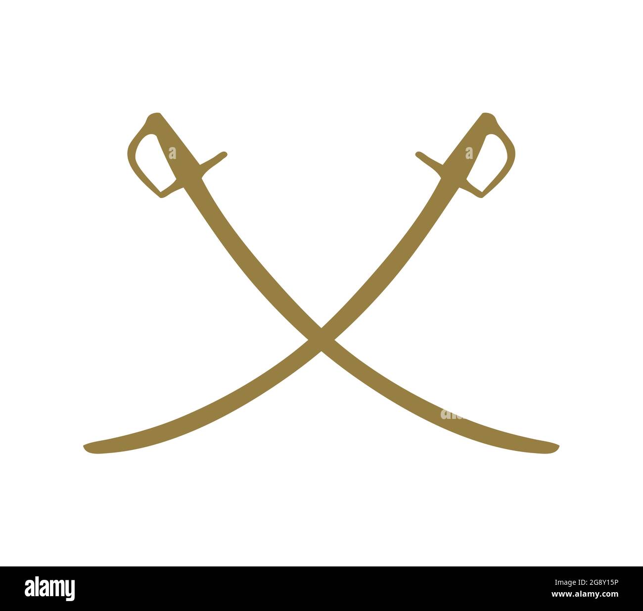 Due spade incrociate dorate sciabole. Arma antica. Illustrazione Vettoriale