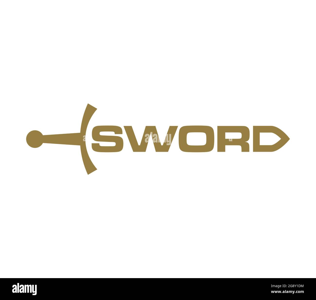 Logo Golden Sword in lettere. Arma bianca Illustrazione Vettoriale