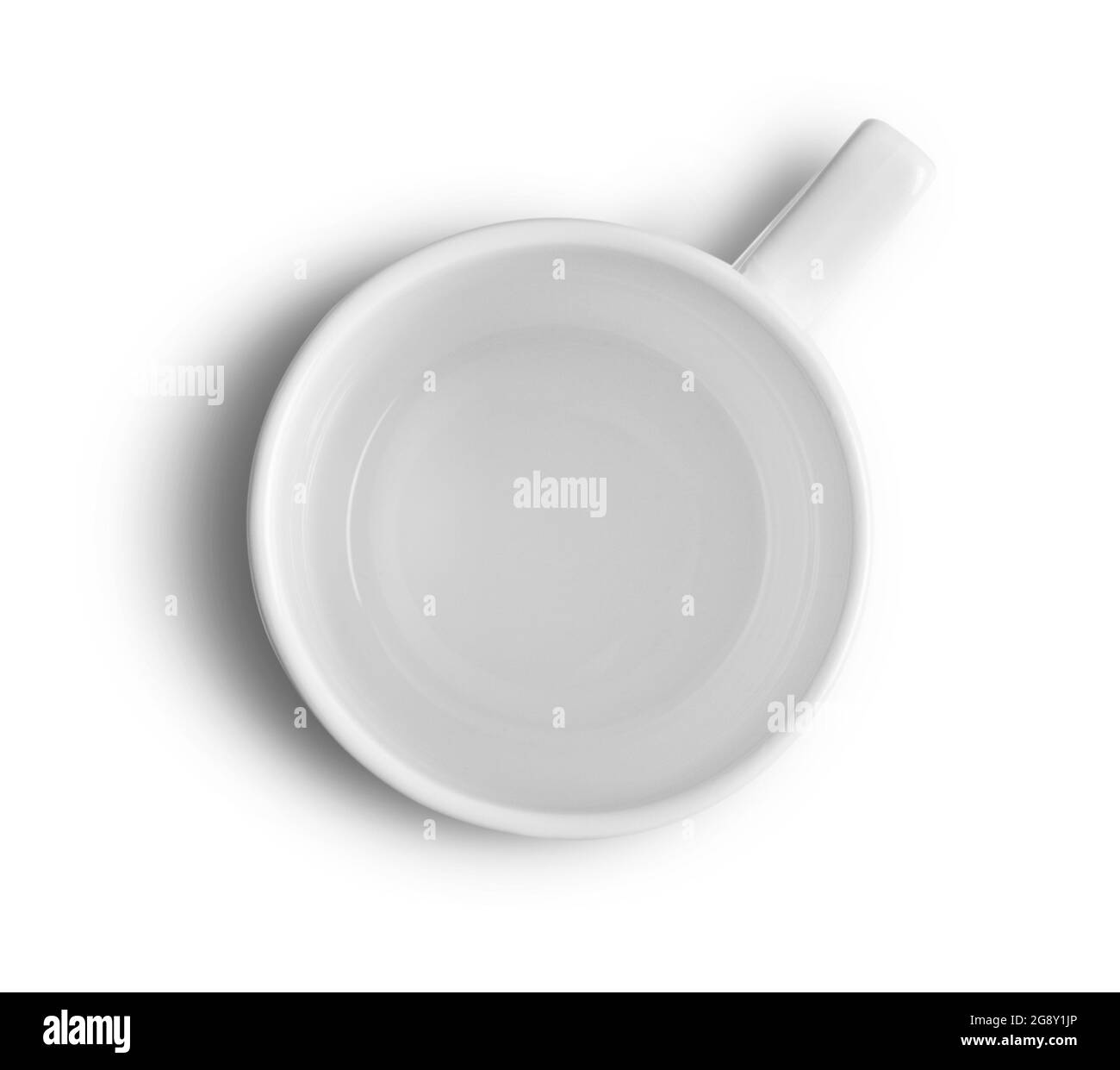 Svuotare tazza da caffè su sfondo bianco Foto Stock