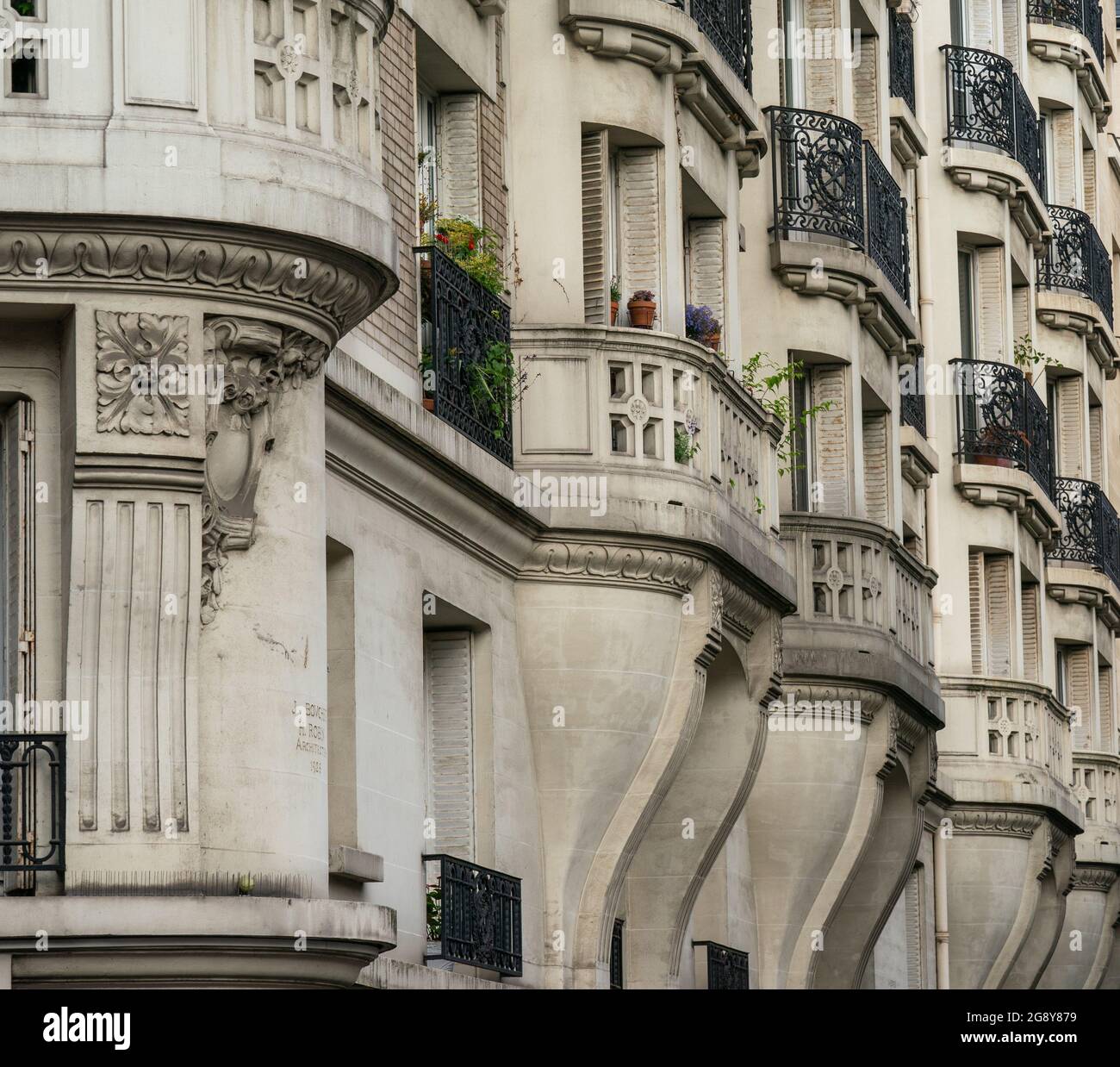 Strade ed edifici a Parigi Foto Stock