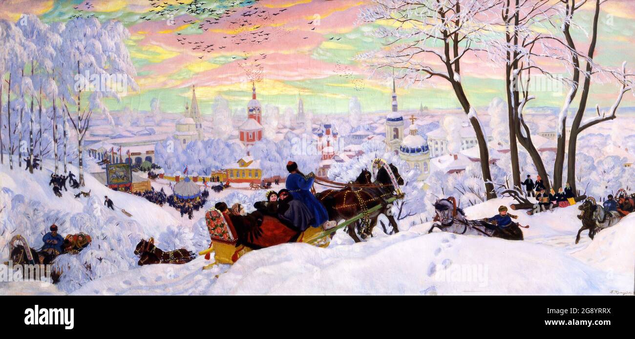 Boris Kustodiev. Dipinto dal titolo 'Shrovetide' dell'artista russo Boris Mikhylovich Kustodiev (1878-1927), olio su tela, 1916 Foto Stock