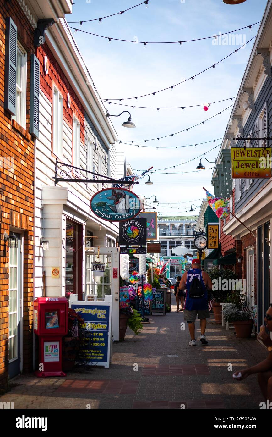 Un vicolo a Rehoboth Beach, Deleware chiamato Penny Lane. Foto Stock