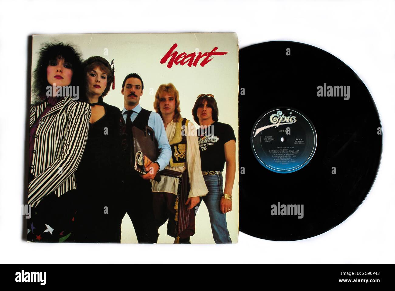 Hard rock and folk rock band, album di musica cuore su disco LP con dischi in vinile. Copertina dell'album dal titolo "Greatest Hits Live" Foto Stock