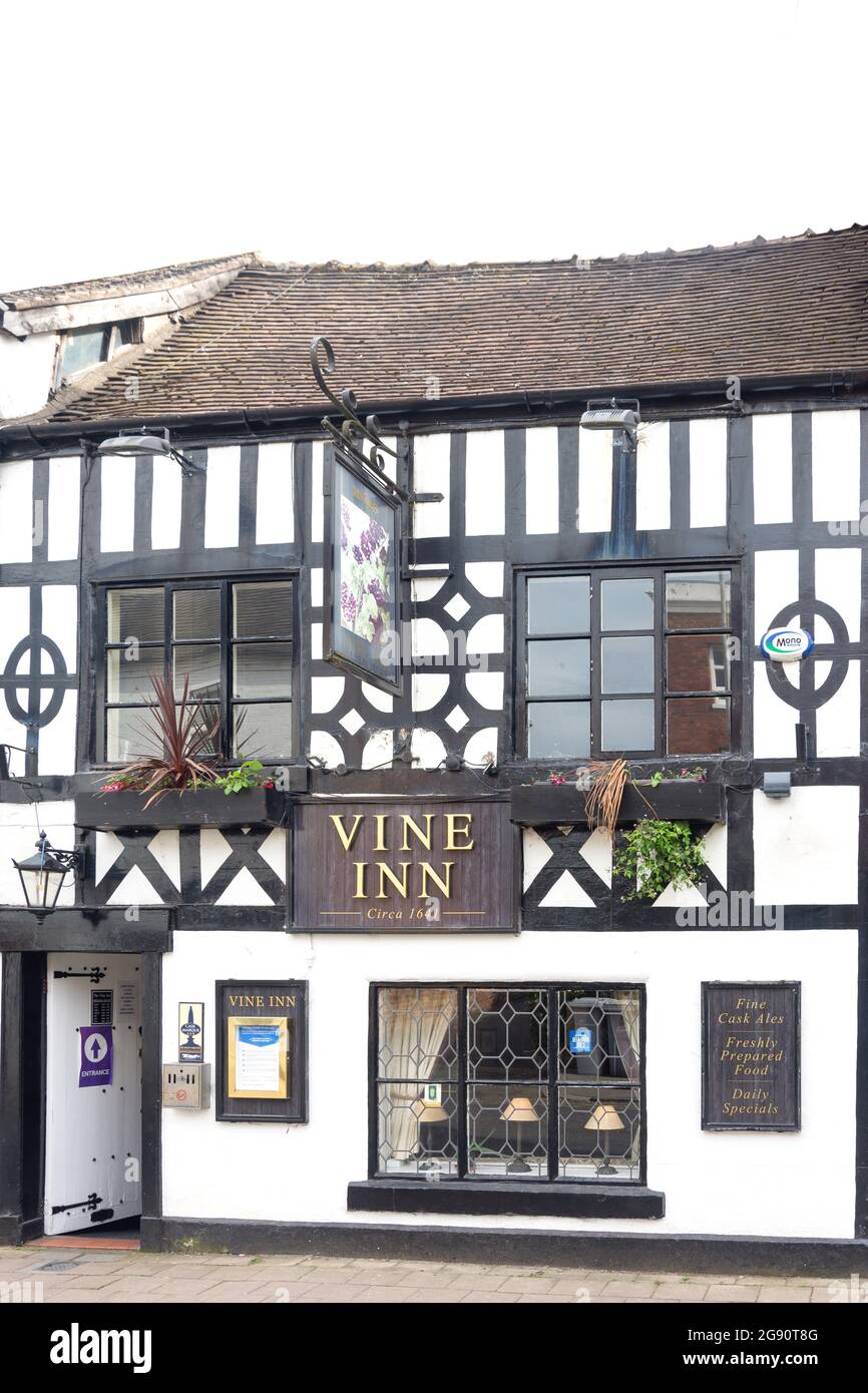 17 ° secolo Vine Inn, Pillory Street, Nantwich, Cheshire, Inghilterra, Regno Unito Foto Stock