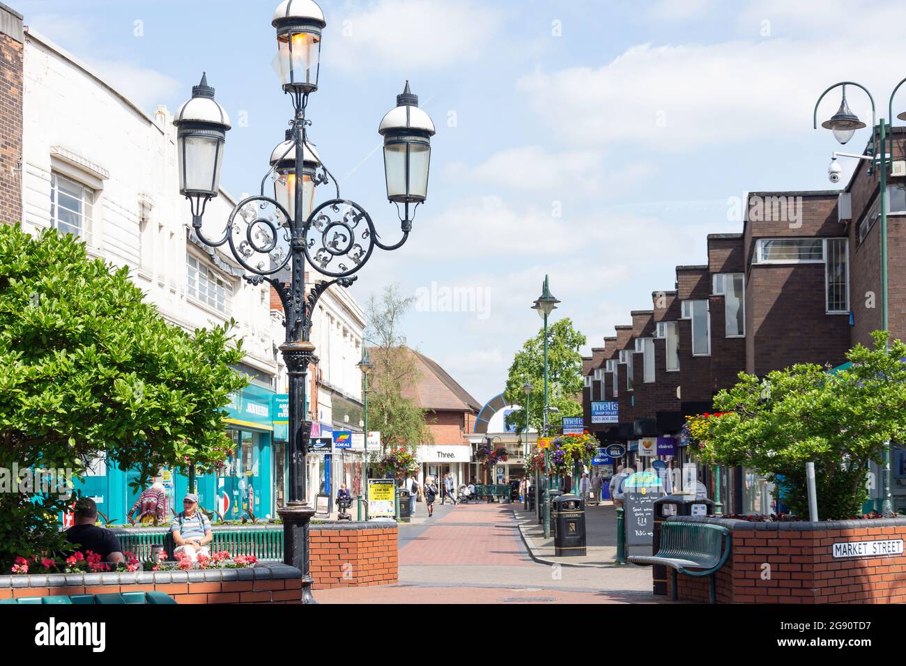 Strada pedonale Market Street, Crewe, Cheshire, Inghilterra, Regno Unito Foto Stock