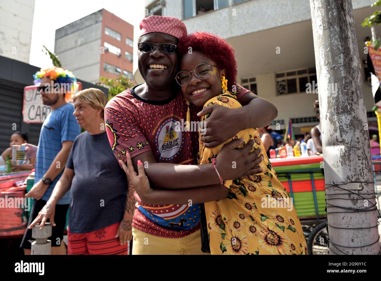 Americhe,Brasile - 16 febbraio 2020:i festeggiamenti di strada del Carnevale a Rio de Janeiro, un evento annuale di interesse turistico Foto Stock