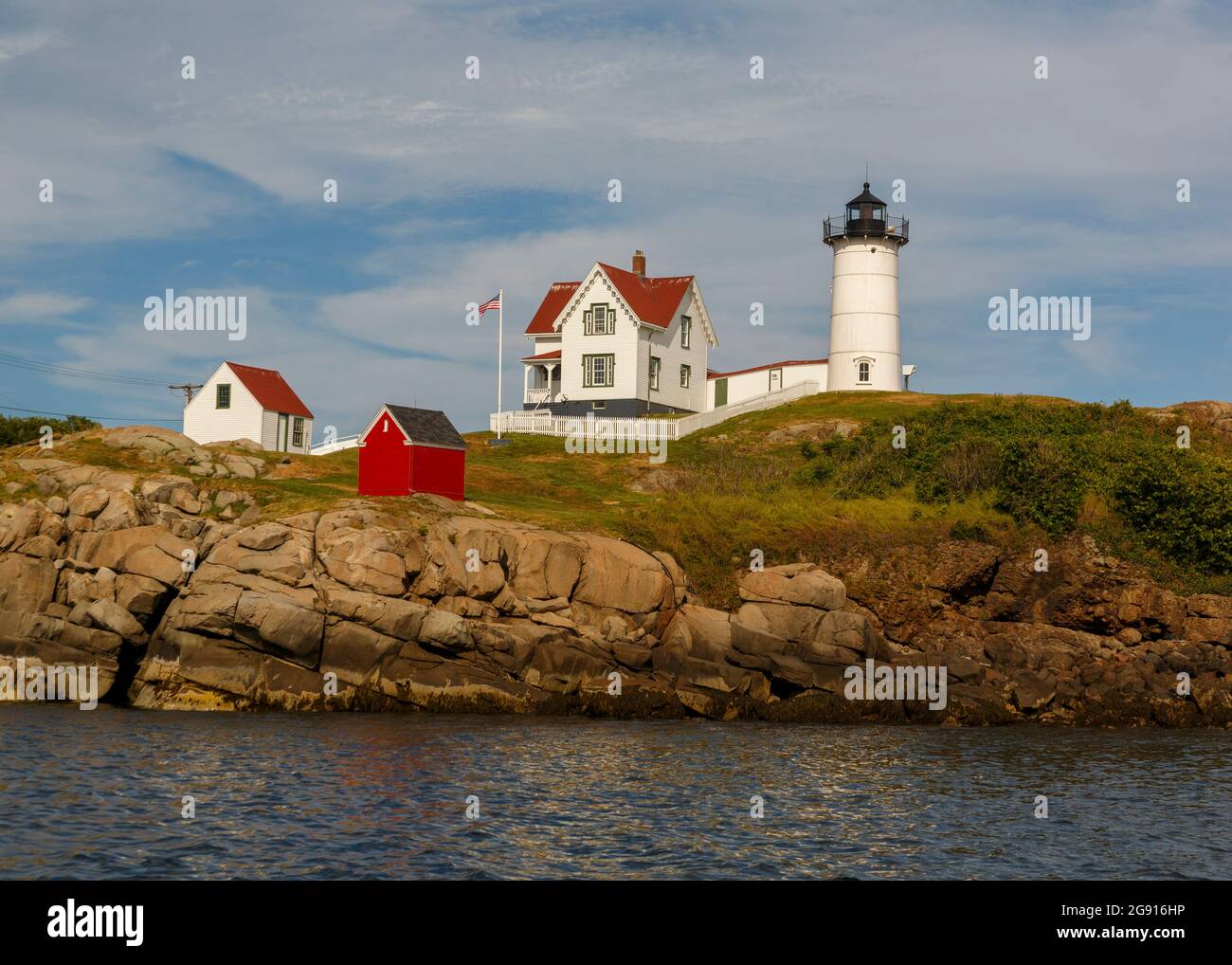 Cape Neddick (Nubble) Faro, York, Maine Foto Stock
