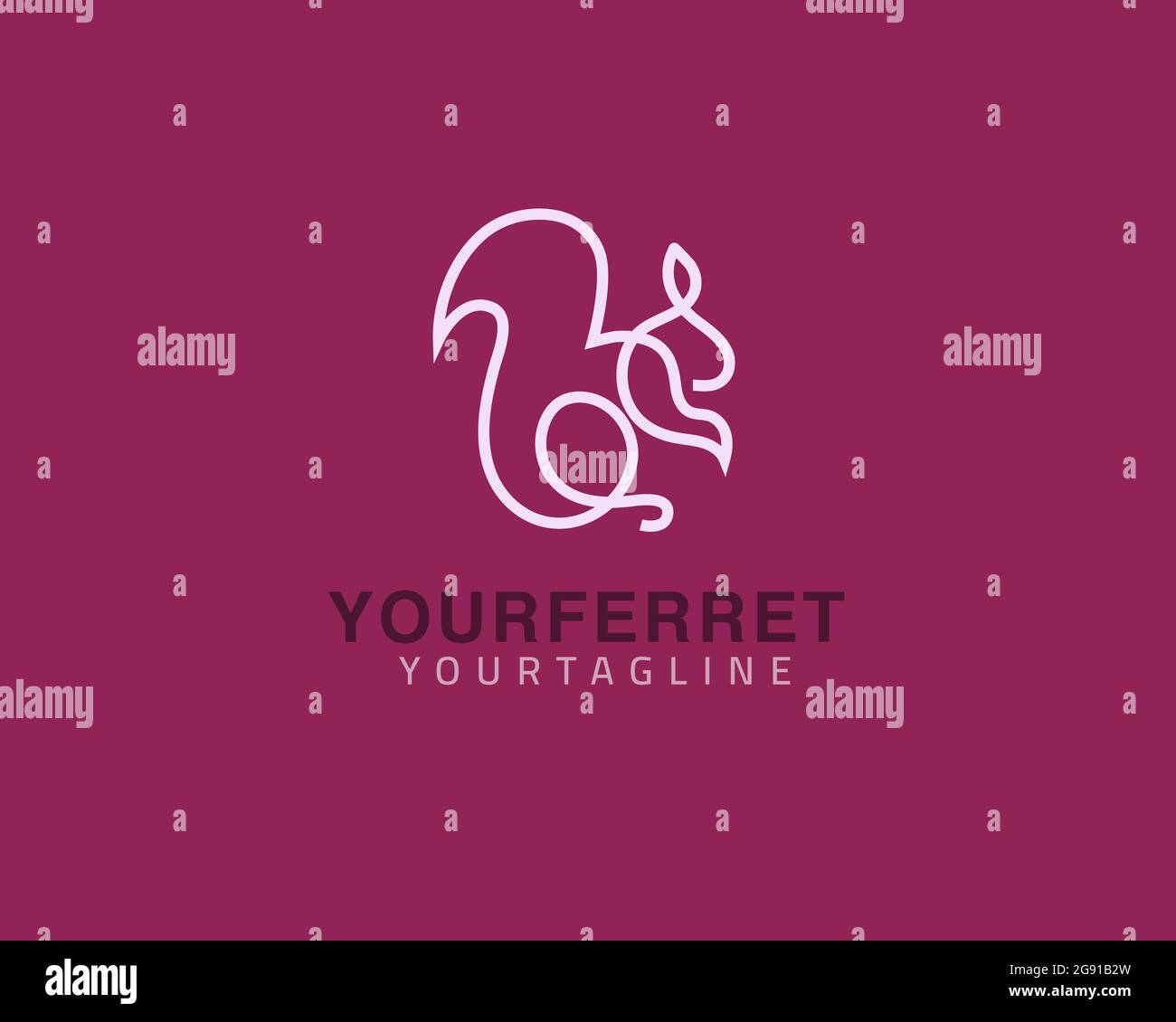 Cool one line furet logo design e unico animale concetto, può essere utilizzato come un segno, app icona o simbolo, vettore multistrato e facile da modificare, dimensioni e Illustrazione Vettoriale