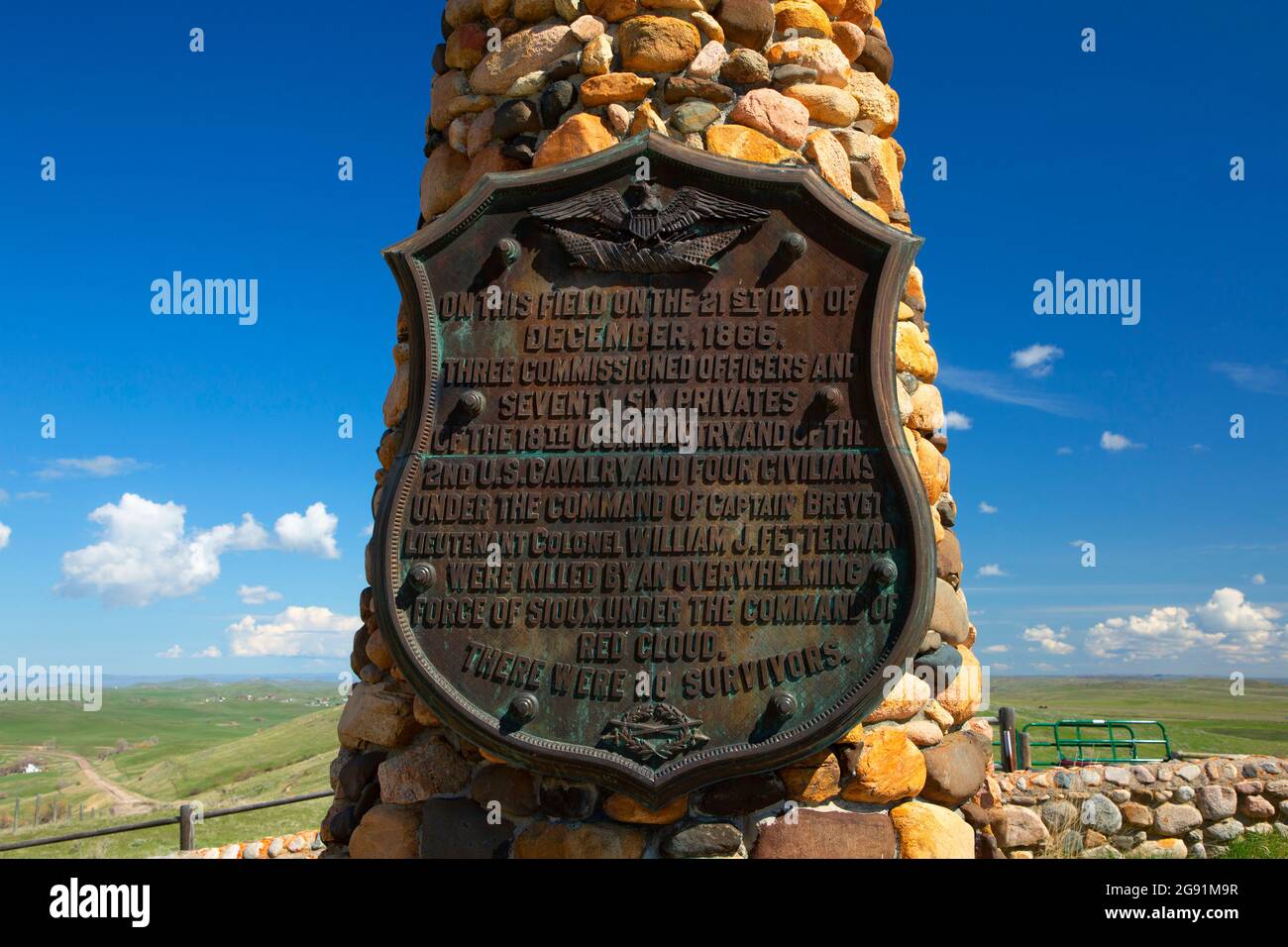 Fetterman Battlefield Monument, sito storico di Fetterman Battlefield, Wyoming Foto Stock