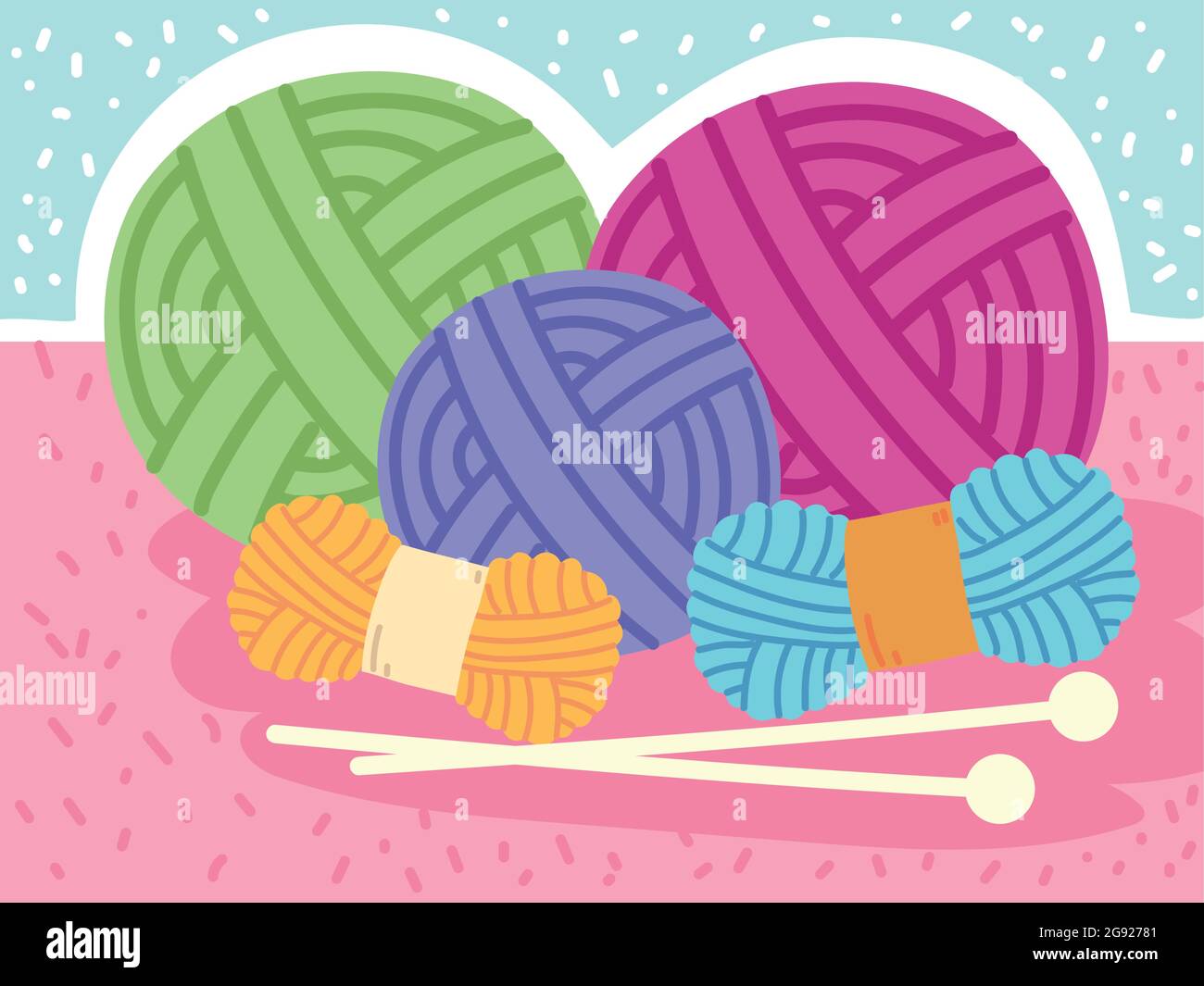 palle colorate di lana da lavorare a maglia Illustrazione Vettoriale