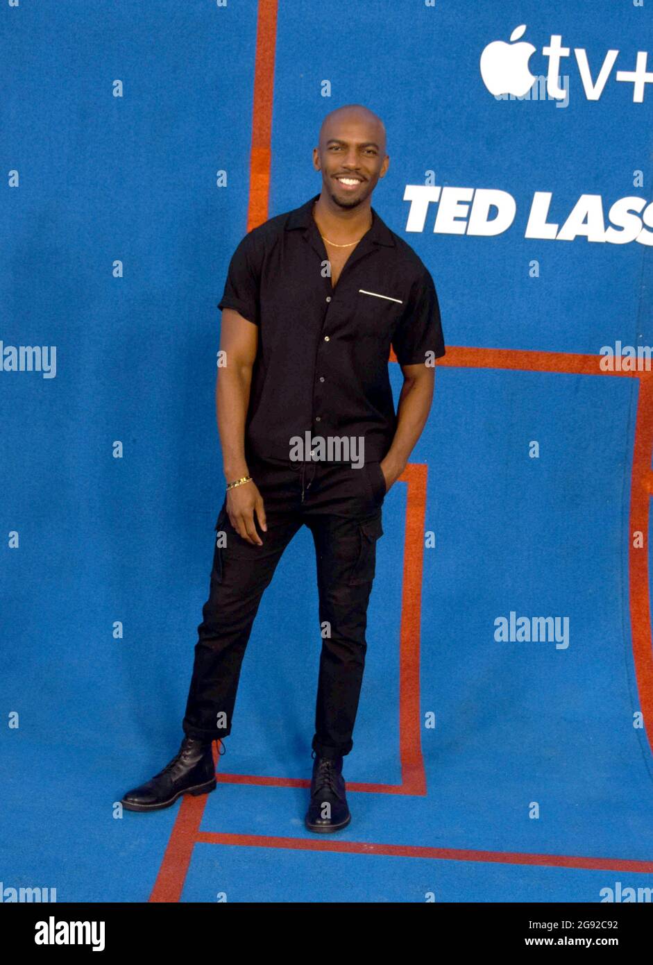 West Hollywood, California, USA 15 luglio 2021 l'attore Carlis Shane Clark partecipa al tabellone della seconda stagione di Ted lasso il 15 luglio 2021 a West Hollywood, California, USA. Foto di Barry King/Alamy Stock foto Foto Stock