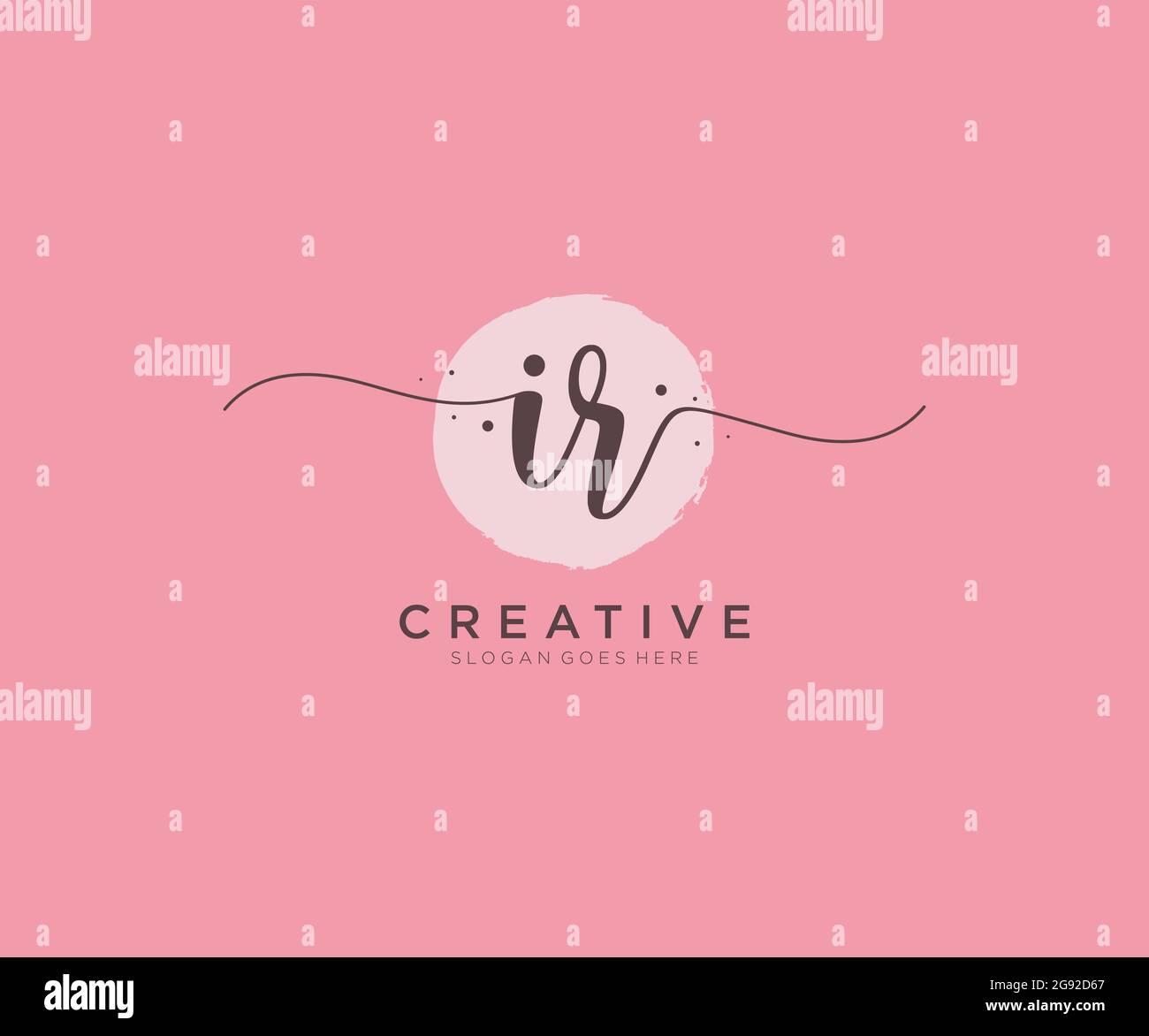 Monogramma di bellezza con logo IR Femminile e design elegante con logo, logo scritto a mano della firma iniziale, matrimonio, moda, floreale e botanico con creatività Illustrazione Vettoriale