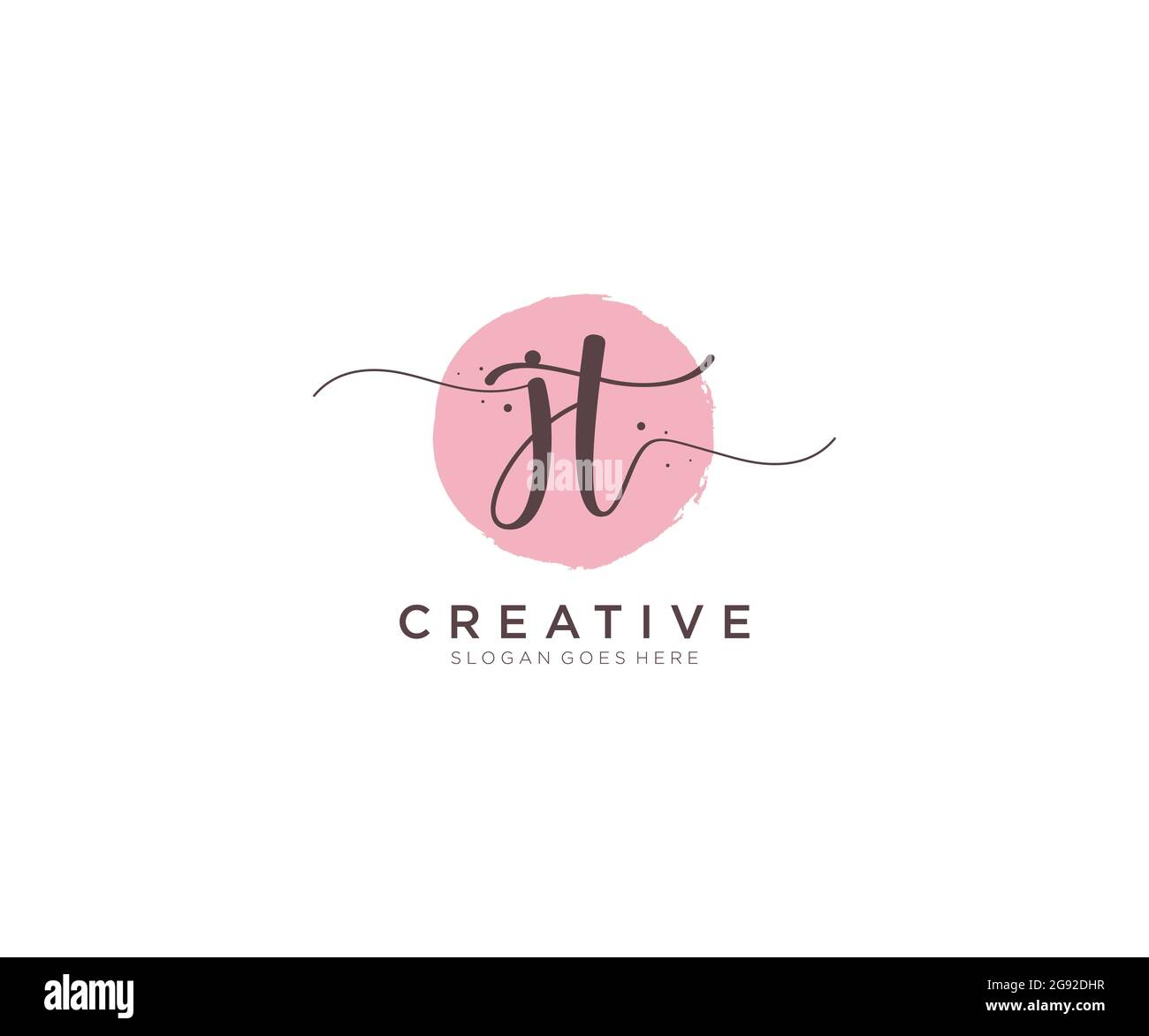 Monogramma di bellezza del logo JT Femminile e design elegante del logo, logo di scrittura a mano della firma iniziale, matrimonio, moda, floreale e botanico con creativo Illustrazione Vettoriale