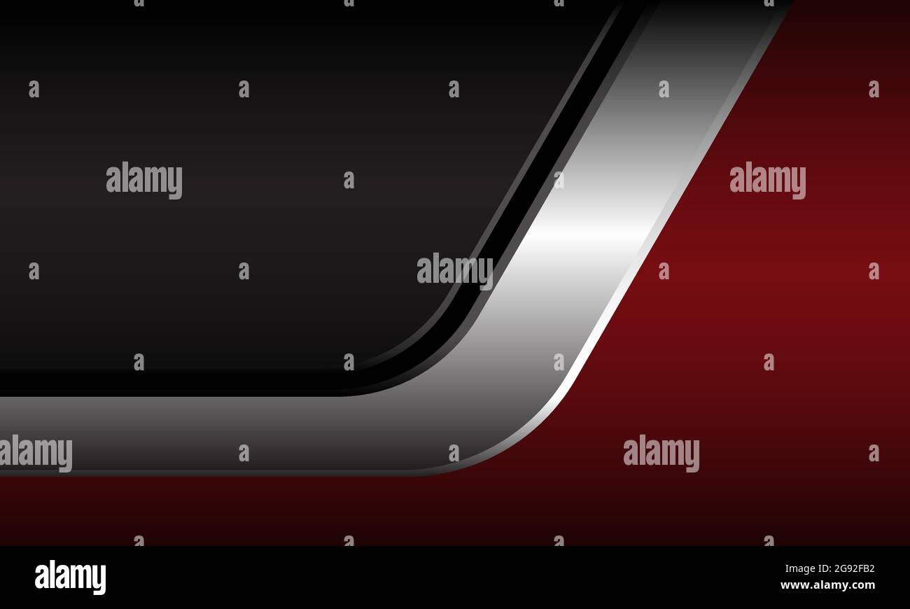 Astratto rosso metallizzato argento geometrico grigio spazio vuoto moderno lusso illustrazione vettoriale di sfondo futuristica. Illustrazione Vettoriale