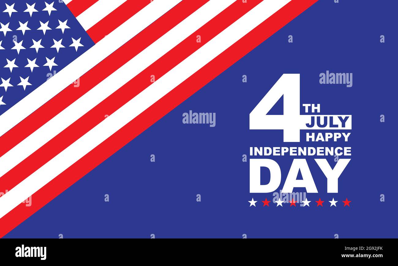 4 luglio Independence Day Stati Uniti d'America bandiera sovrapposizione su disegno blu per festa celebrazione sfondo illustrazione vettoriale. Illustrazione Vettoriale