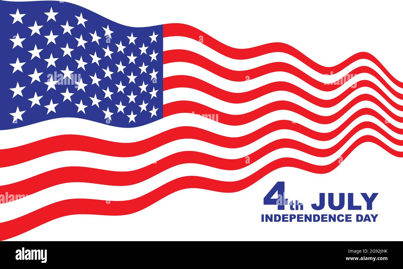 4 luglio Independence Day Stati Uniti d'America su sfondo bianco disegno per festa celebrazione sfondo illustrazione vettoriale. Illustrazione Vettoriale