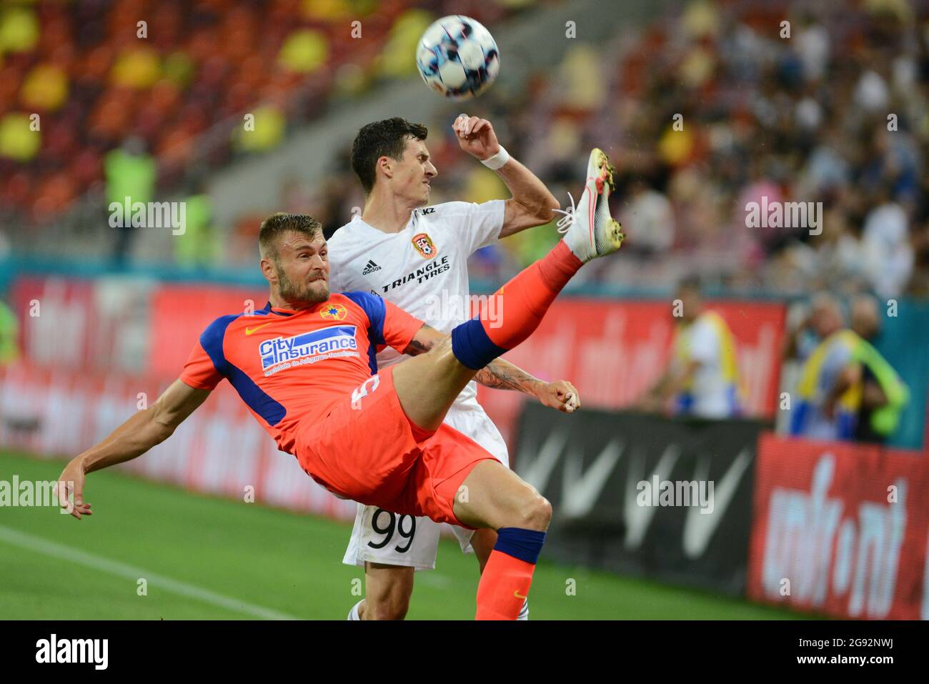 Alexandru Cretu durante la FCSB - SHAKHTAR KARAGANDY , UEFA Conference Cup match , Stadio Arena Nazionale, Bucarest , 22.07.2021 Foto Stock