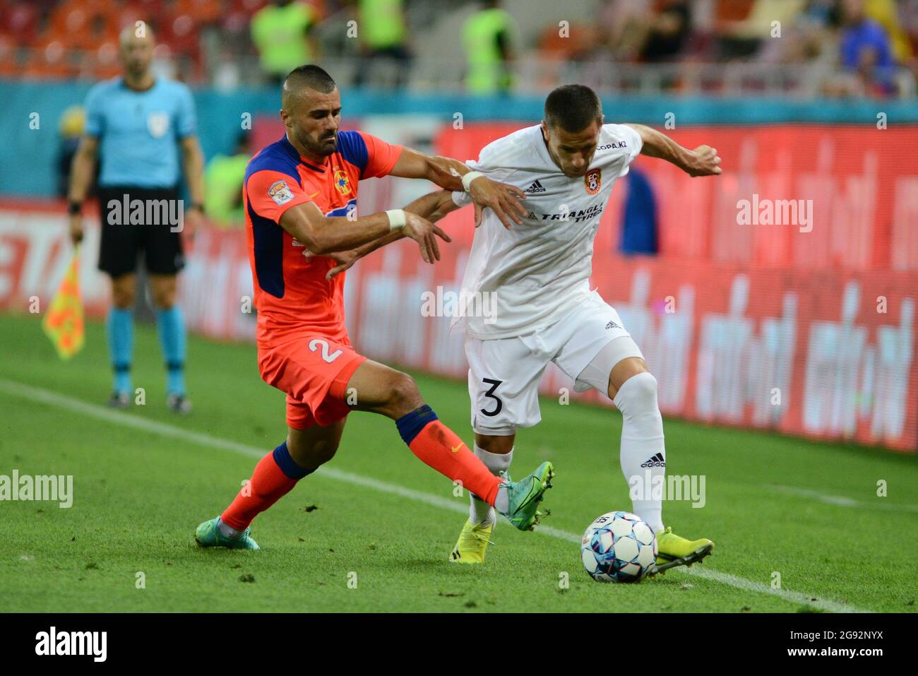 Alexandru Cretu durante la FCSB - SHAKHTAR KARAGANDY , UEFA Conference Cup match , Stadio Arena Nazionale, Bucarest , 22.07.2021 Foto Stock