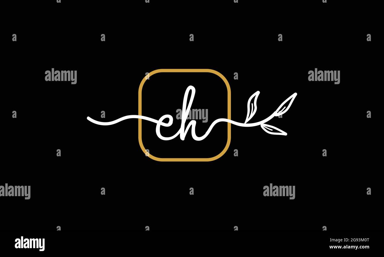 Lettere iniziali EH e LUI calligrafia floreale boho monogramma botanico logo vettore icona minimalista design Illustrazione Vettoriale