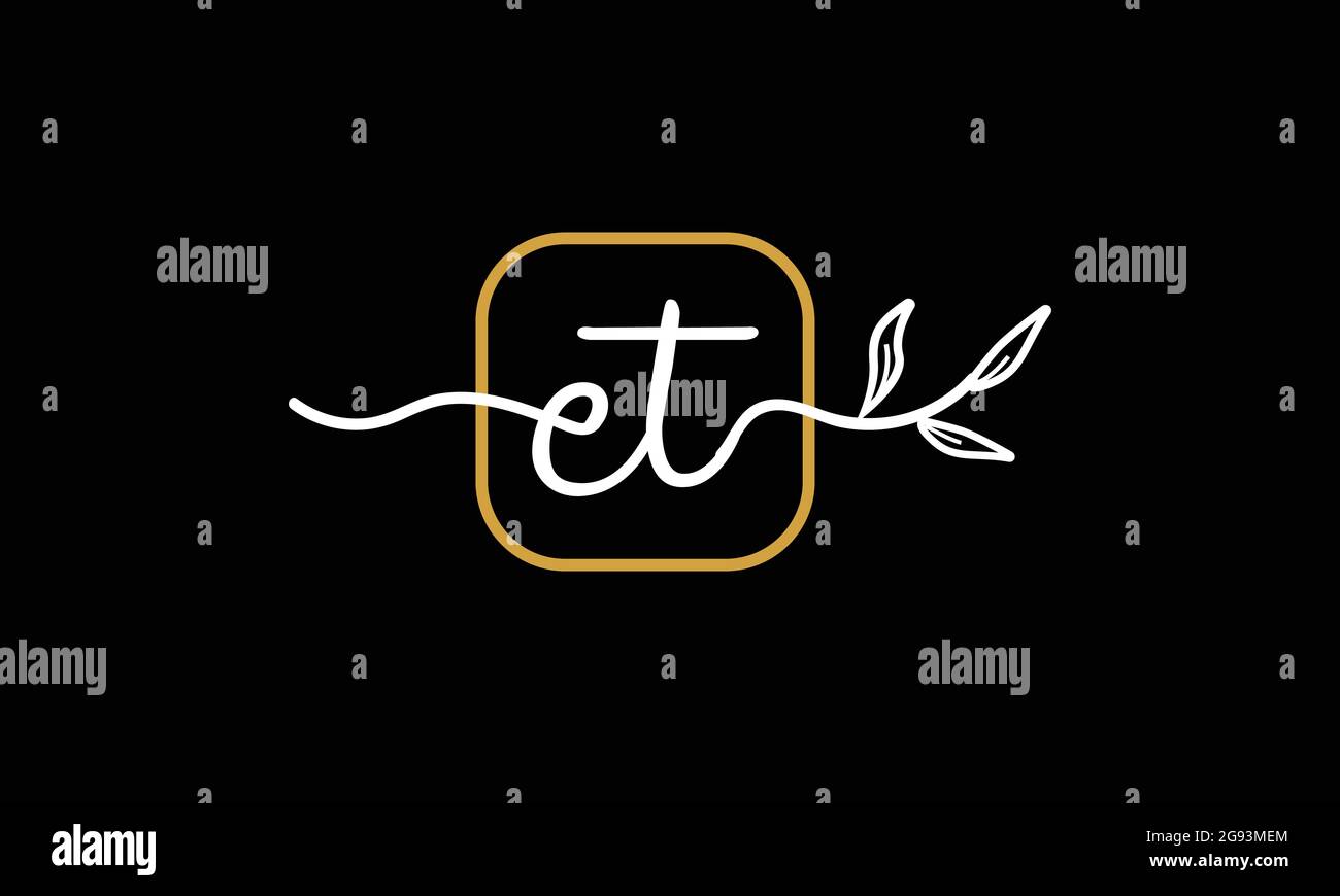 Lettere iniziali ET e TE calligrafia floreale boho logo botanico monogramma icona vettore minimalista design Illustrazione Vettoriale