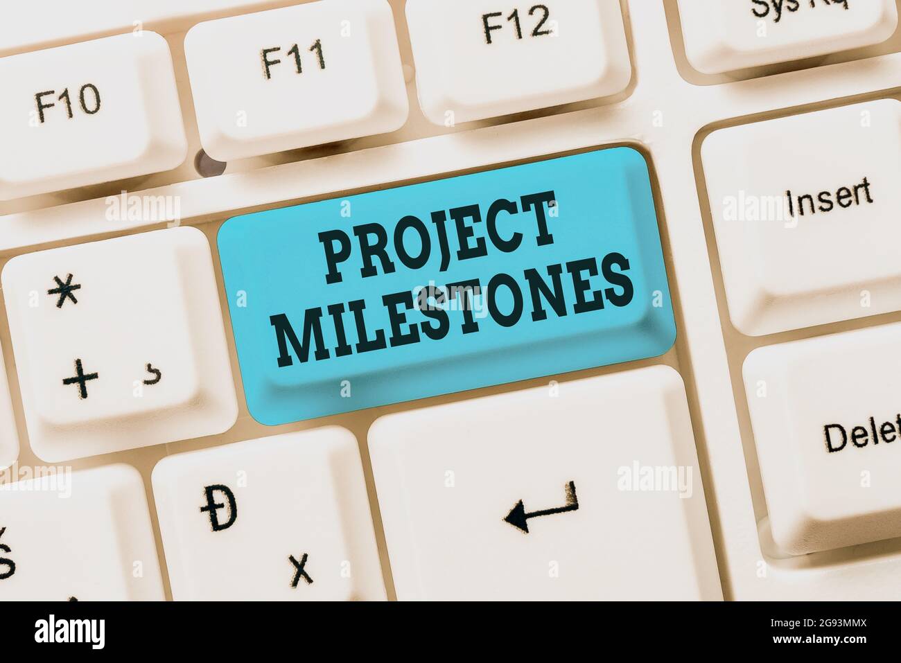 Titolo concettuale fasi cardine del progetto. Internet Concept duration che mostra un importante risultato in un progetto impostazione del nuovo sito Web del blog online Foto Stock