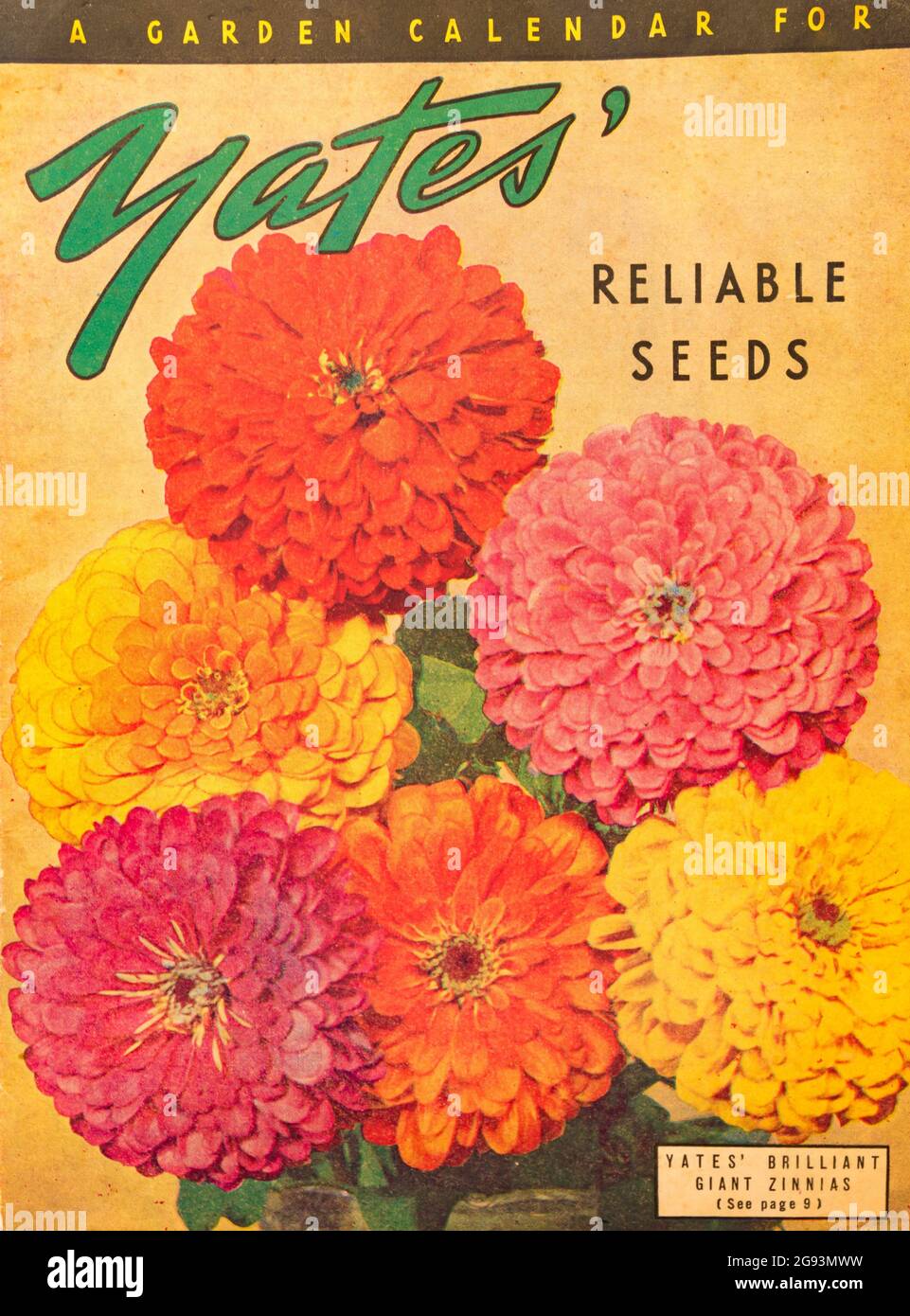 Arthur Yates ha scritto la sua prima guida di giardino in 1895 per assistere i giardinieri in Australia e Nuova Zelanda e promuovere i suoi semi e più successivamente altri prodotti. Yates continua oggi a pubblicare la Yates Garden Guide 125 più anni dopo. Ciò è una copia di un calendario iniziale di piantatura di Yates Foto Stock