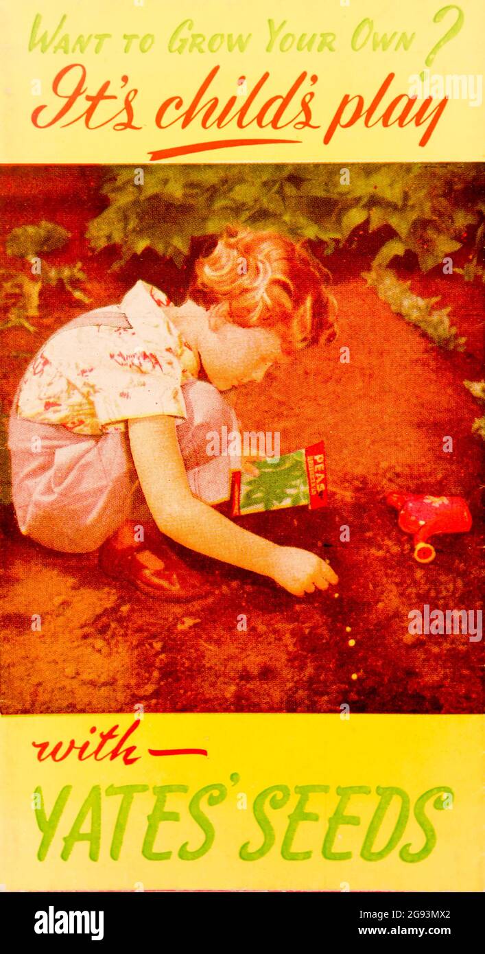 Arthur Yates ha scritto la sua prima guida di giardino in 1895 per assistere i giardinieri in Australia e Nuova Zelanda e promuovere i suoi semi e più successivamente altri prodotti. Yates continua oggi a pubblicare la Yates Garden Guide 125 più anni dopo. Ciò è una copia di Yates semina e pianta crescente grafico Foto Stock