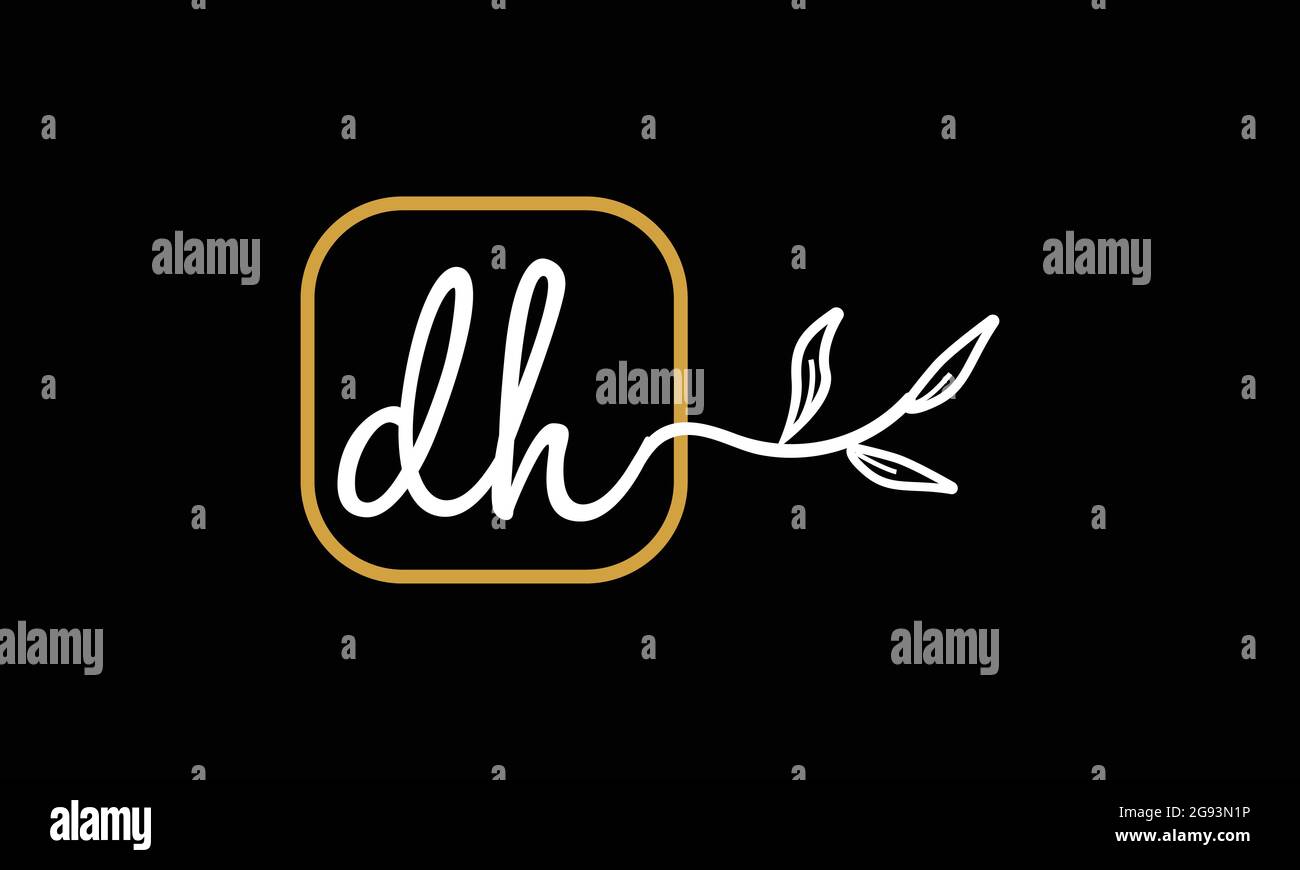 Lettere iniziali DH e HD calligrafia floreale boho logo botanico monogramma icona vettore minimalista design Illustrazione Vettoriale