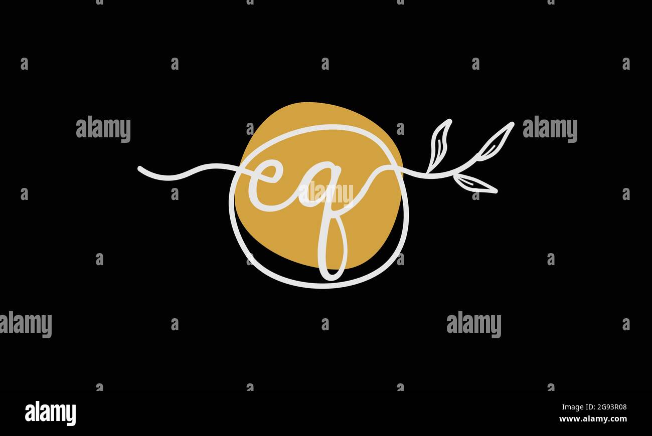 Logo botanico in stile Letter EQ o QE boho in design piatto minimal Illustrazione Vettoriale
