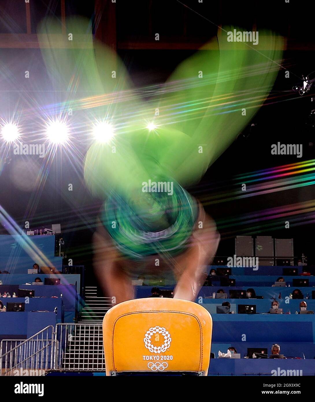 Tokyo, Giappone. 24 luglio 2021. Uche Eke della Nigeria si esibisce durante la qualificazione degli uomini di ginnastica artistica di Tokyo 2020 a Tokyo, Giappone, il 24 luglio 2021. Credit: CaO Can/Xinhua/Alamy Live News Foto Stock