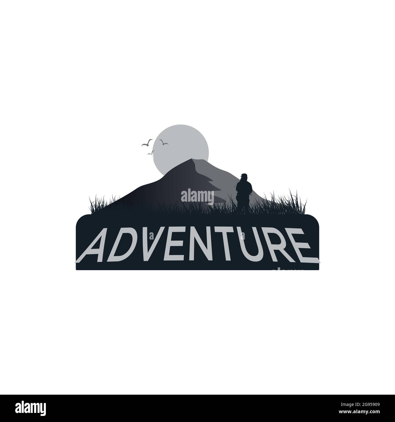 Mountain Illustration, Outdoor Adventure Emblem etichetta con logo Illustrazione Vettoriale