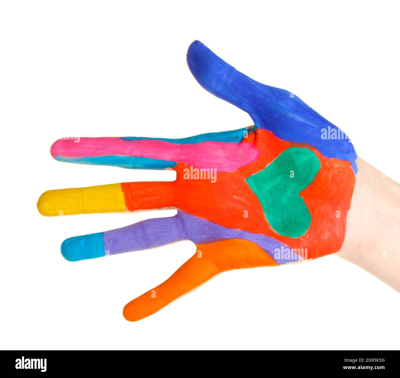 Mano colorata e brillante su sfondo bianco primo piano Foto stock - Alamy