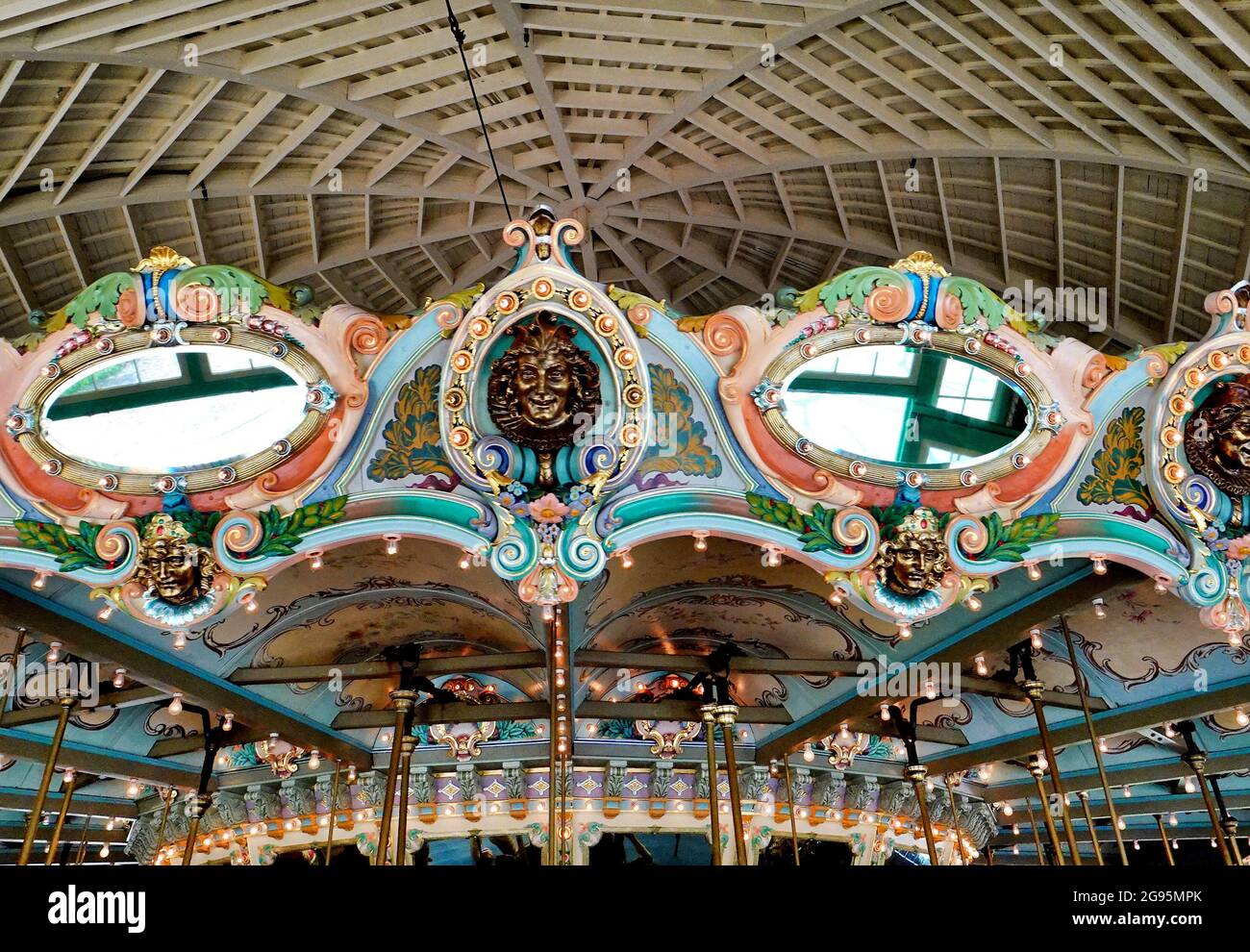 1921 era Carousel a Glen Echo Park, Maryland Foto Stock