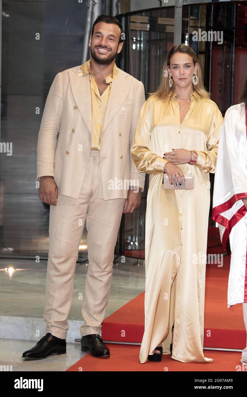 Pauline Ducruet e Maxime Giaccardi partecipano al Fight Aids Gala allo Sporting Monte-Carlo, il 24 luglio 2021 a Monte-Carlo, Monaco. Foto di David Niviere/ABACAPRESS.COM Foto Stock