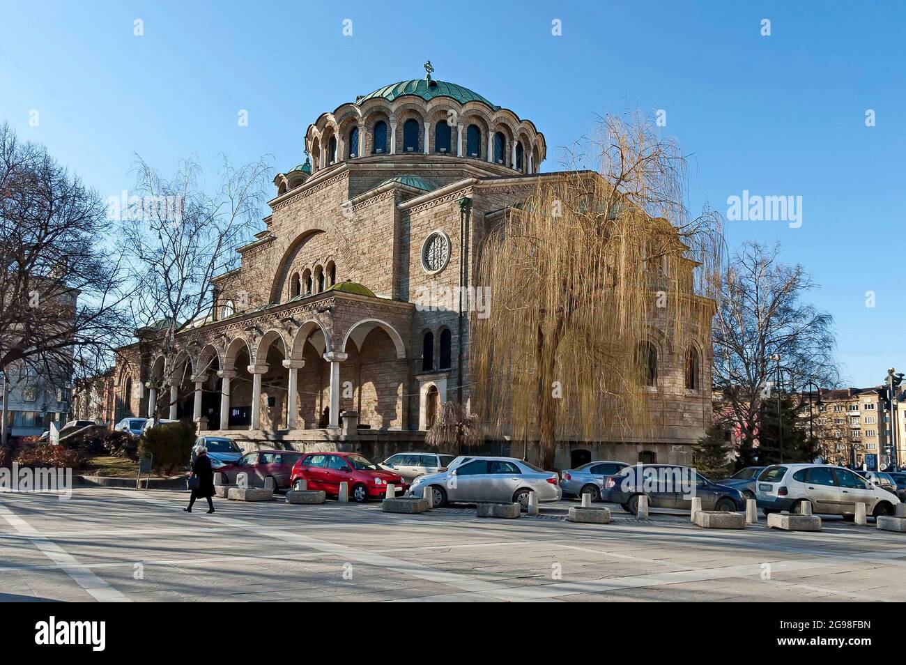Vista della Chiesa Ortodossa Orientale 'S. Nedelya', Sofia, Bulgaria Foto Stock