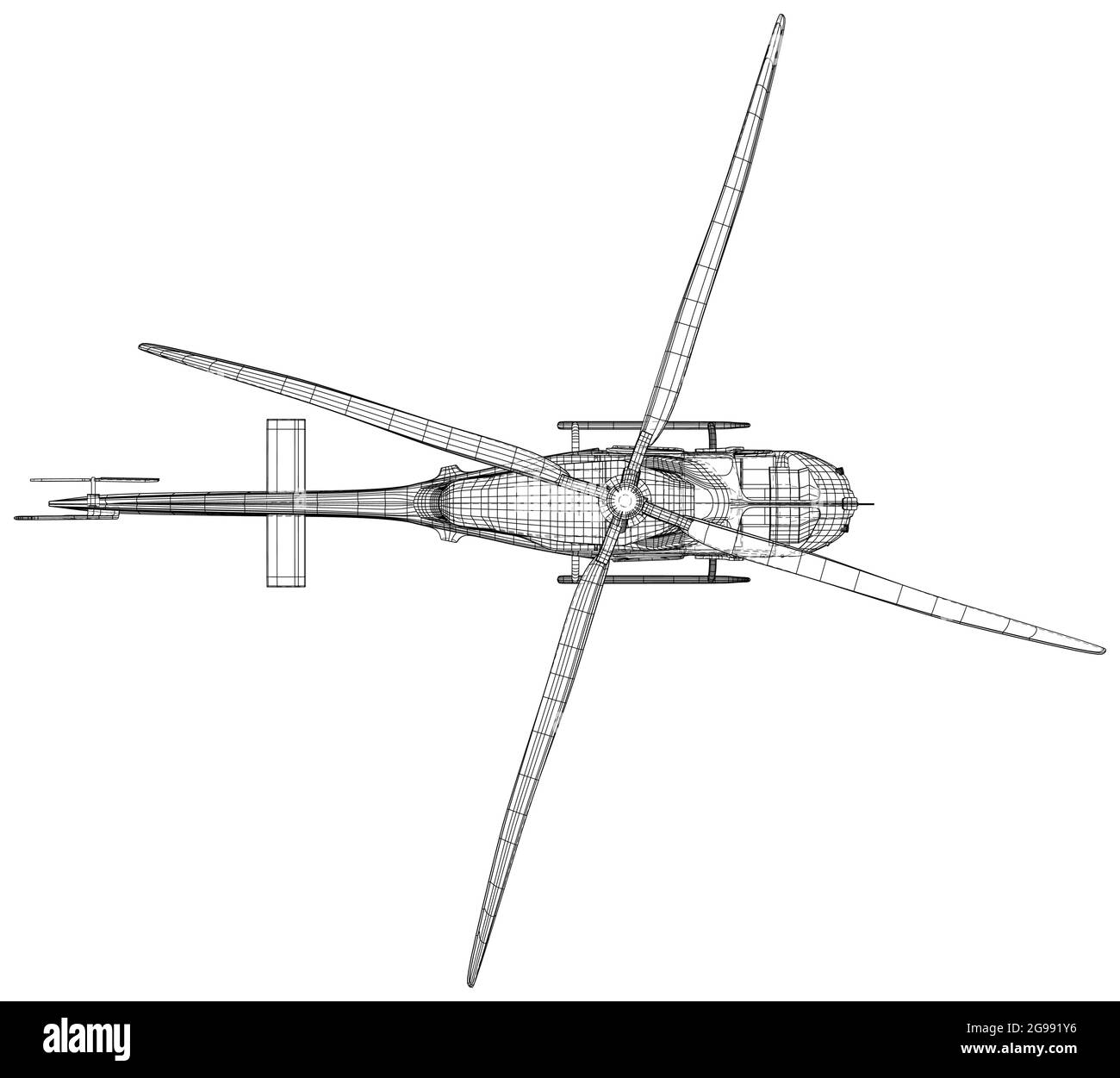 Elicottero vettoriale. Trasporto aereo vettoriale con telaio a filo. Formato EPS10. Elicottero su sfondo bianco. Vettore creato di 3d Illustrazione Vettoriale