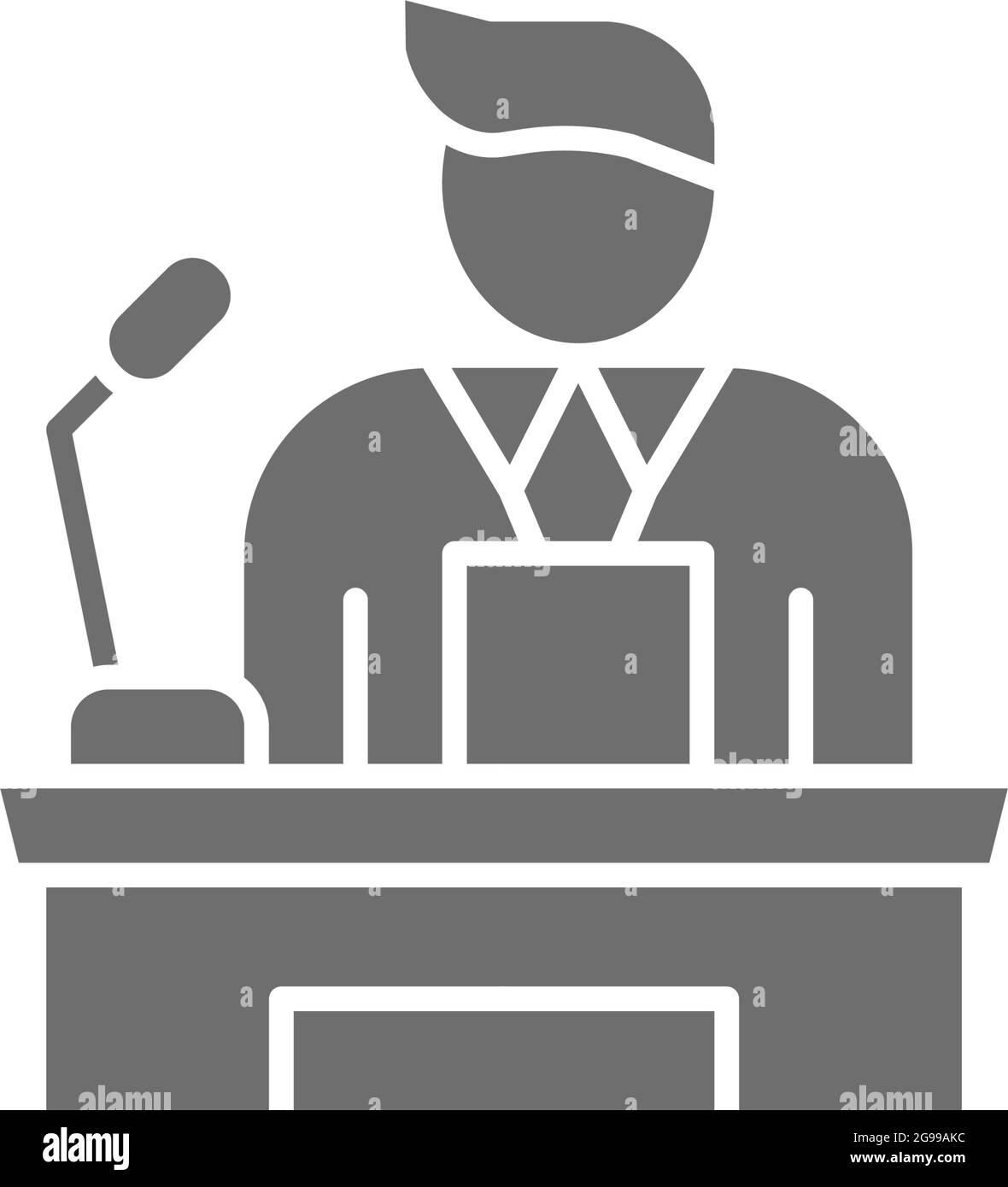 Speaker, people on podio speech, Conference Presentation speech icona grigia. Illustrazione Vettoriale