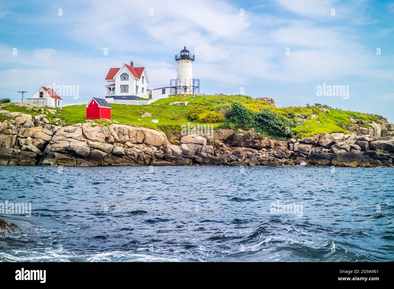 La bellezza della stazione di luce, Nubble luce in Cape Neddick luce a York, Maine Foto Stock