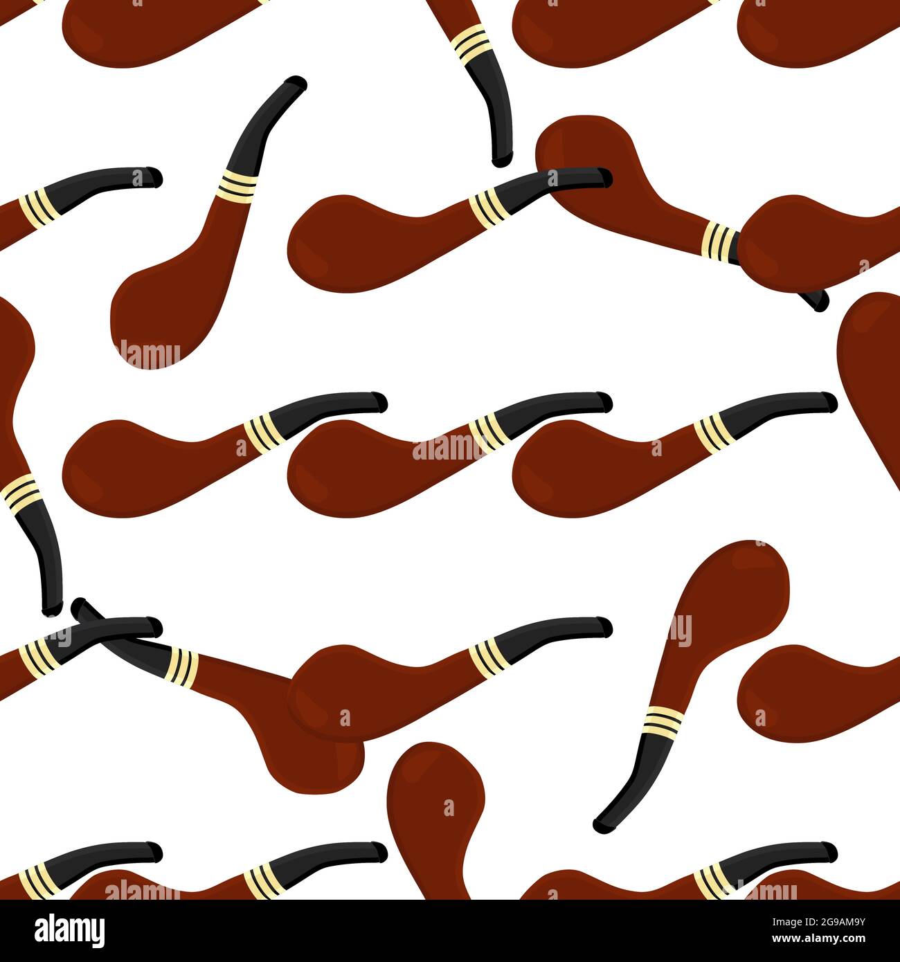 Illustrazione sul tema molti tipi identici senza giunture tubi di fumo di dimensioni diverse per il tabacco. Schema di tubi costituito da un accessorio di raccolta colori di s. Illustrazione Vettoriale