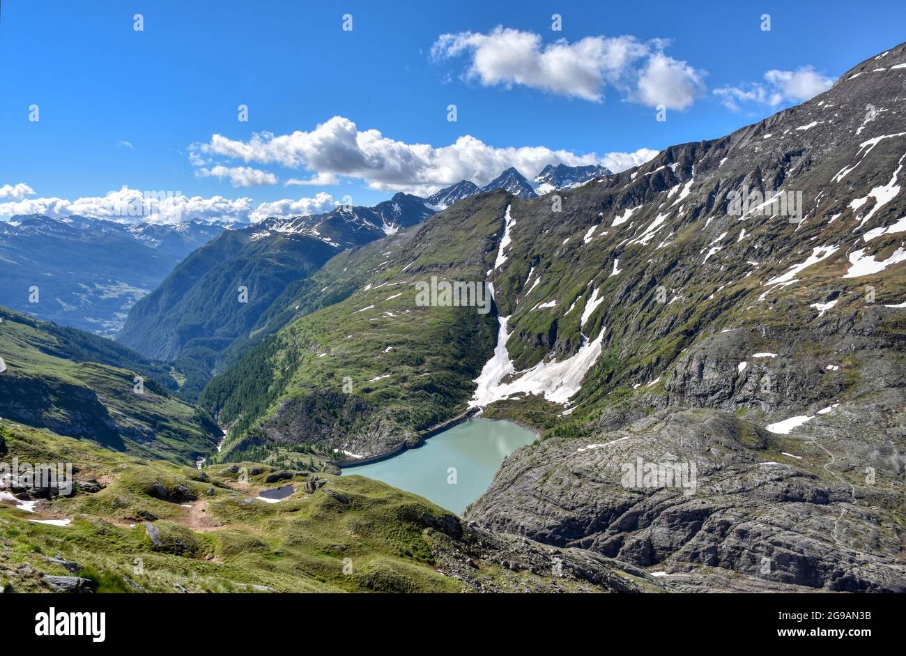 Margaritze, Talwanne, Margaritzenstausee, See, Stausee, Mauer, Staumauer, Pasterze, Wasser, Pasterzengletscher, Gletscherwasser, Oberstufe, Kraftwerk, Foto Stock