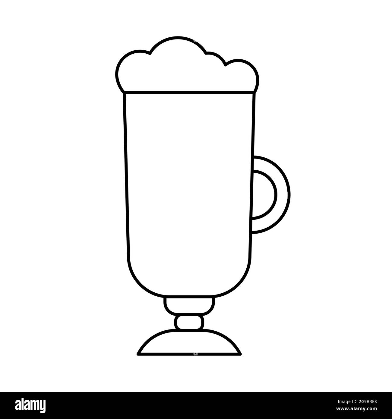 Icona del contorno del caffè irlandese. Simbolo lineare di bevande calde e caffè. Bicchiere con frappé o latte macchiato. Illustrazione vettoriale isolata su sfondo bianco Illustrazione Vettoriale