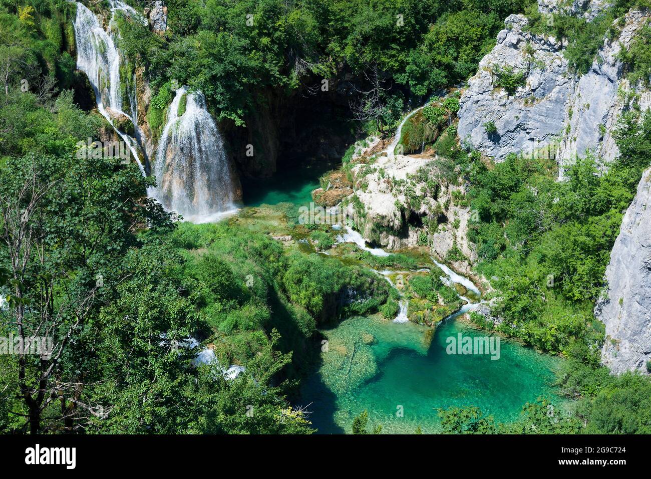 Parco Nazionale dei Laghi di Plitvice, Plitvicka Jezera, Lika-Senj, Croazia Foto Stock