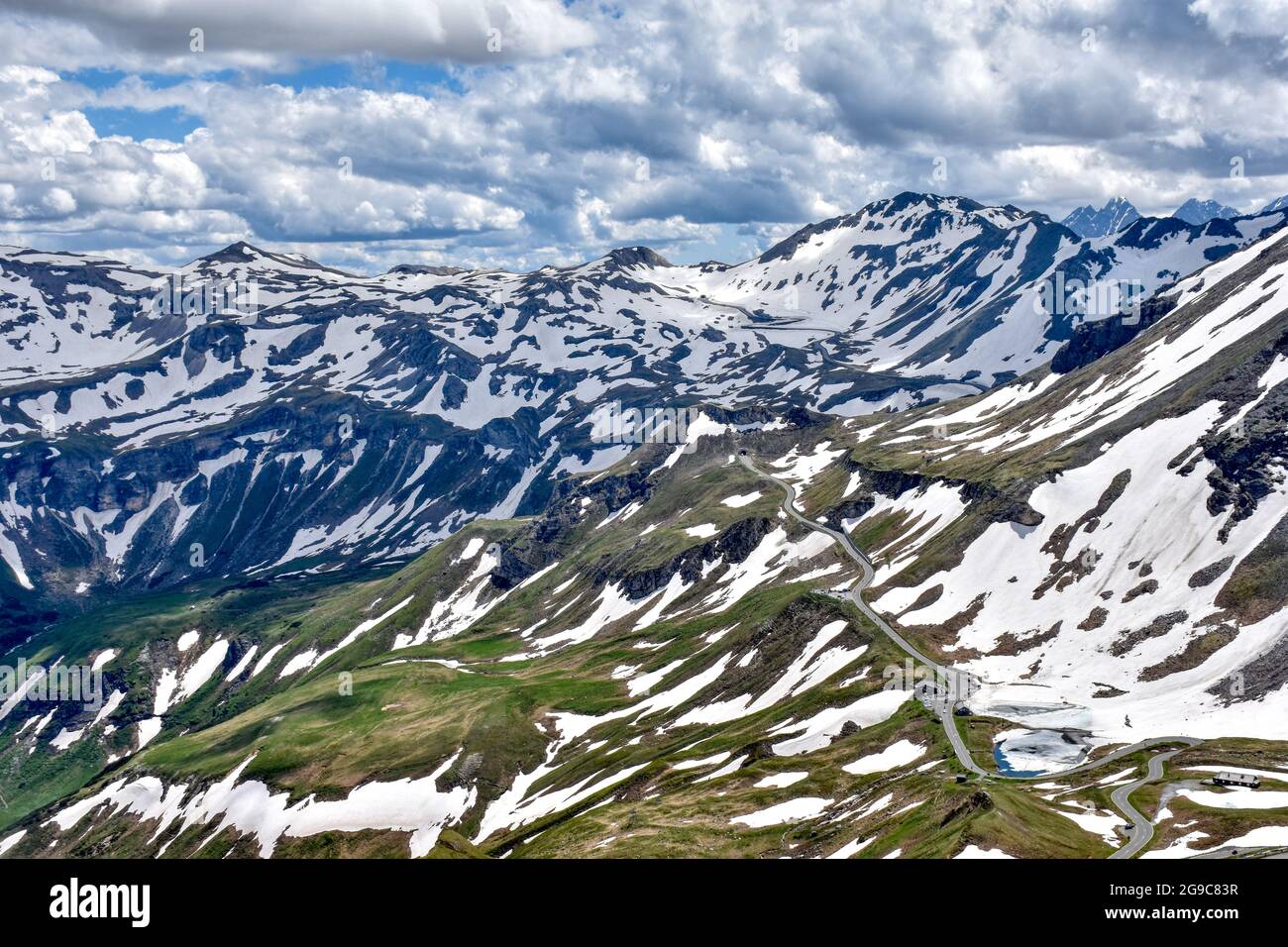 Edelweißspitze, Großglockner, Hochalpenstraße, Panoramastraße, Salisburgo, Kärnten, Nationalpark, Hohe Tauern, Alpenhauptkamm, Zentralalpen, Aussichtspu Foto Stock