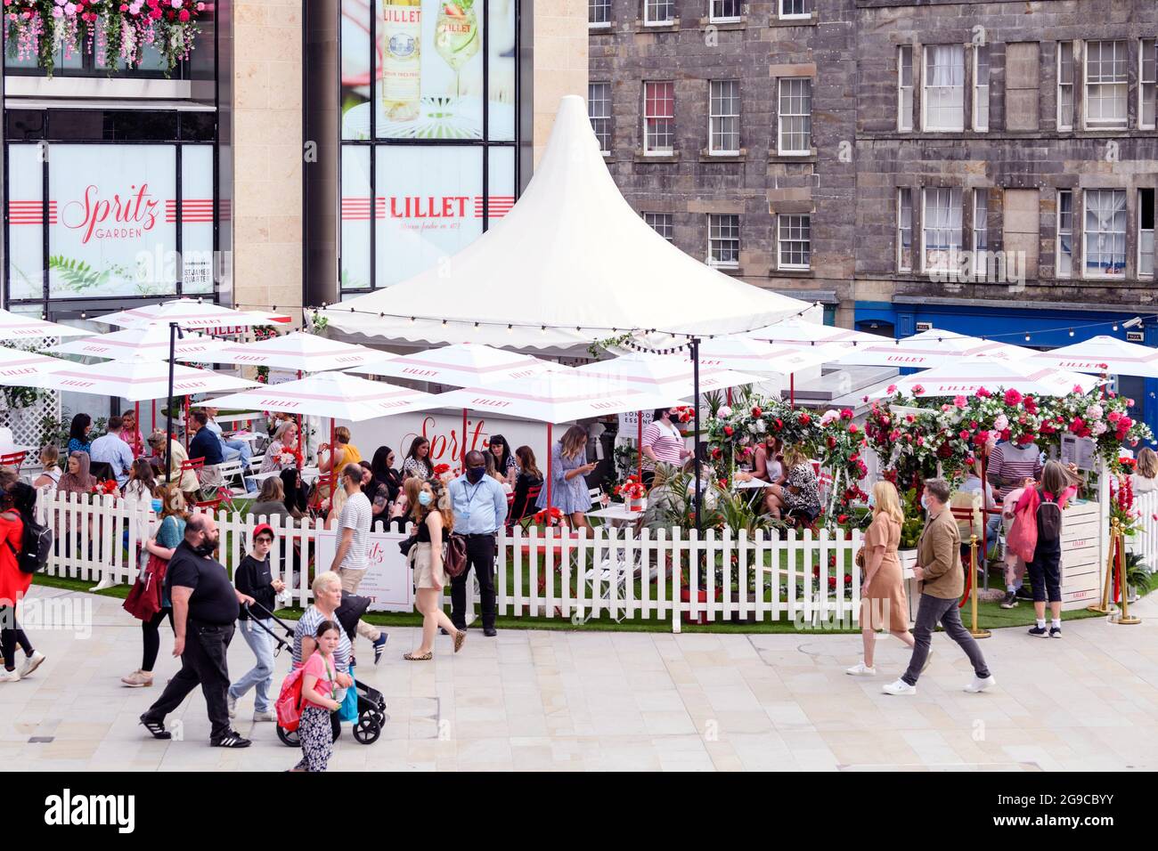 Quartiere di St James, spazi di marketing, bancarelle, negozi pop-up Foto Stock