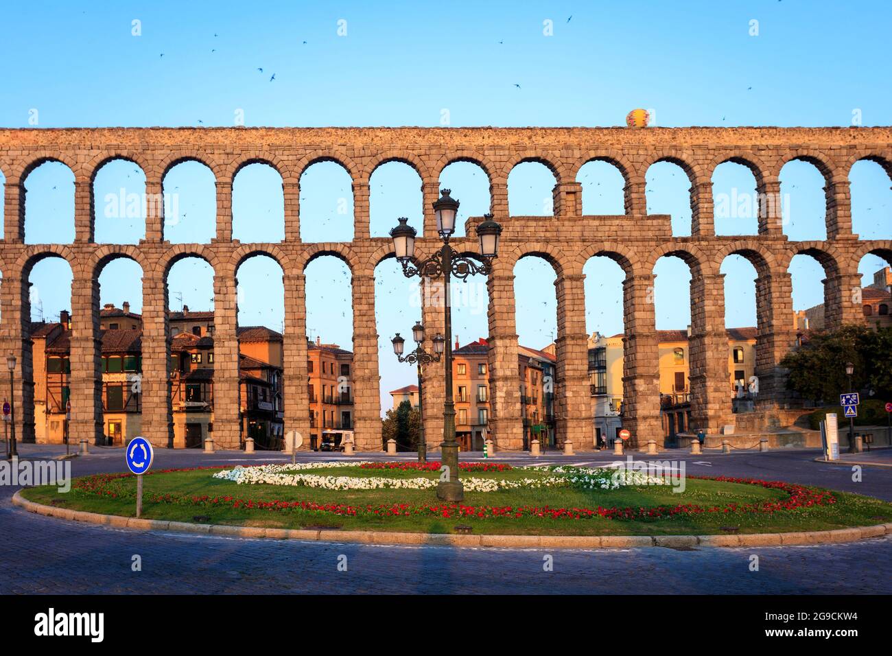 L'acquedotto di Segovia, un monumento romano dichiarato Patrimonio dell'Umanità dall'UNESCO. Spagna. Foto Stock